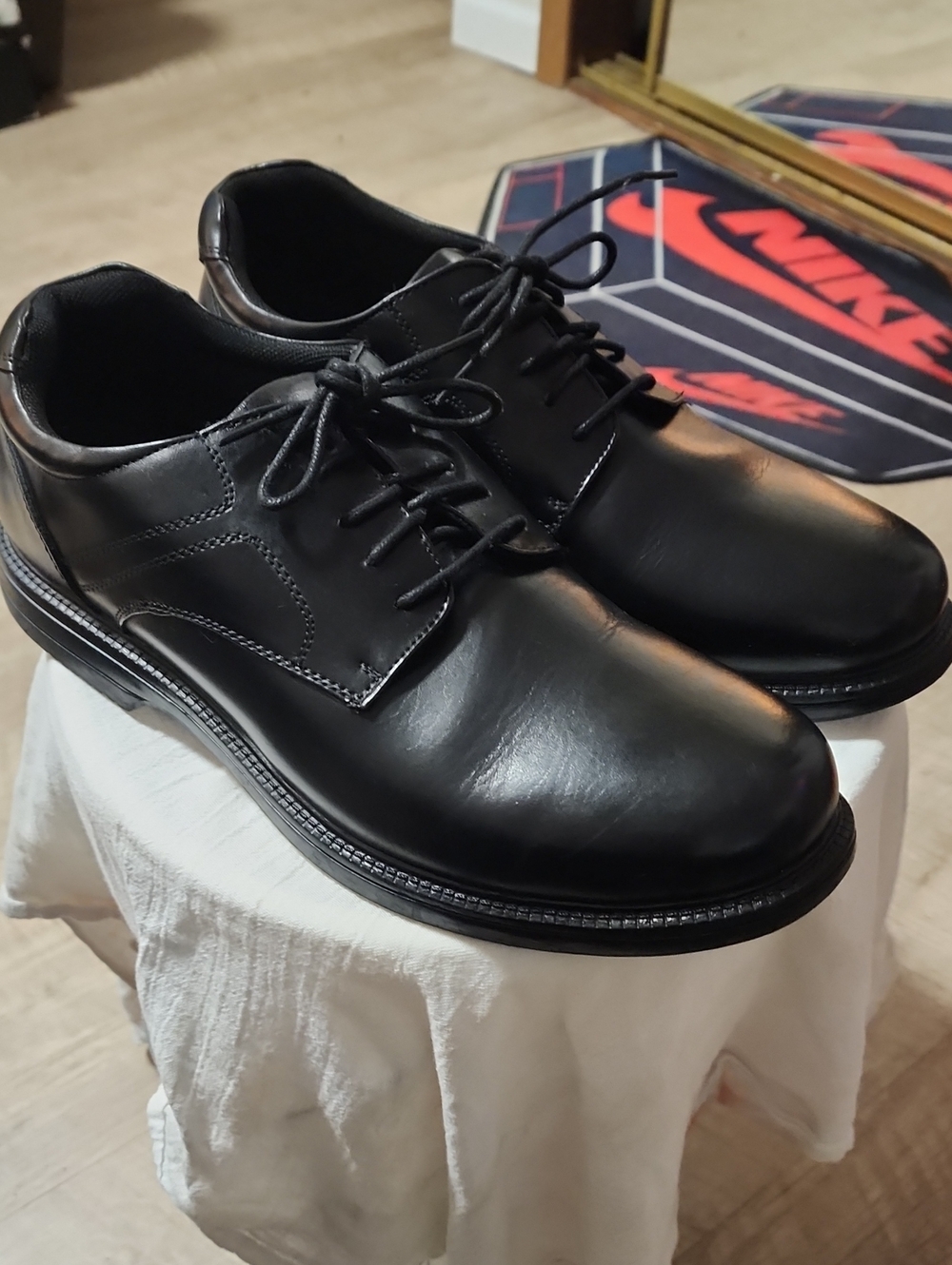 Deer Stags Black Leather Derby Dress Shoes